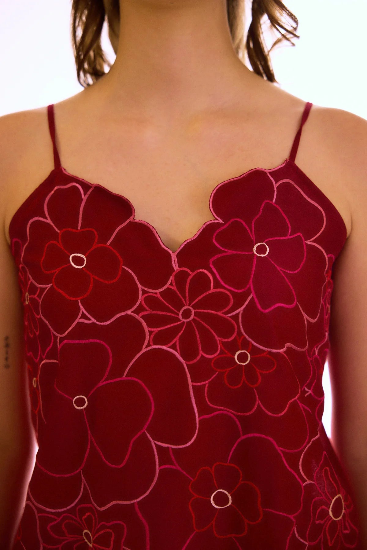 Berry Zealous Embroidered Cape Set