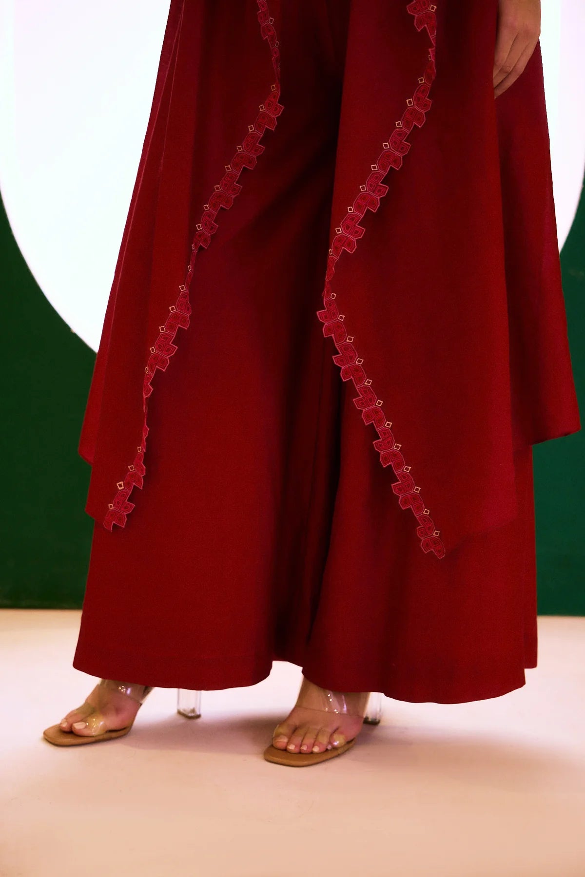Berry Zealous Embroidered Cape Set