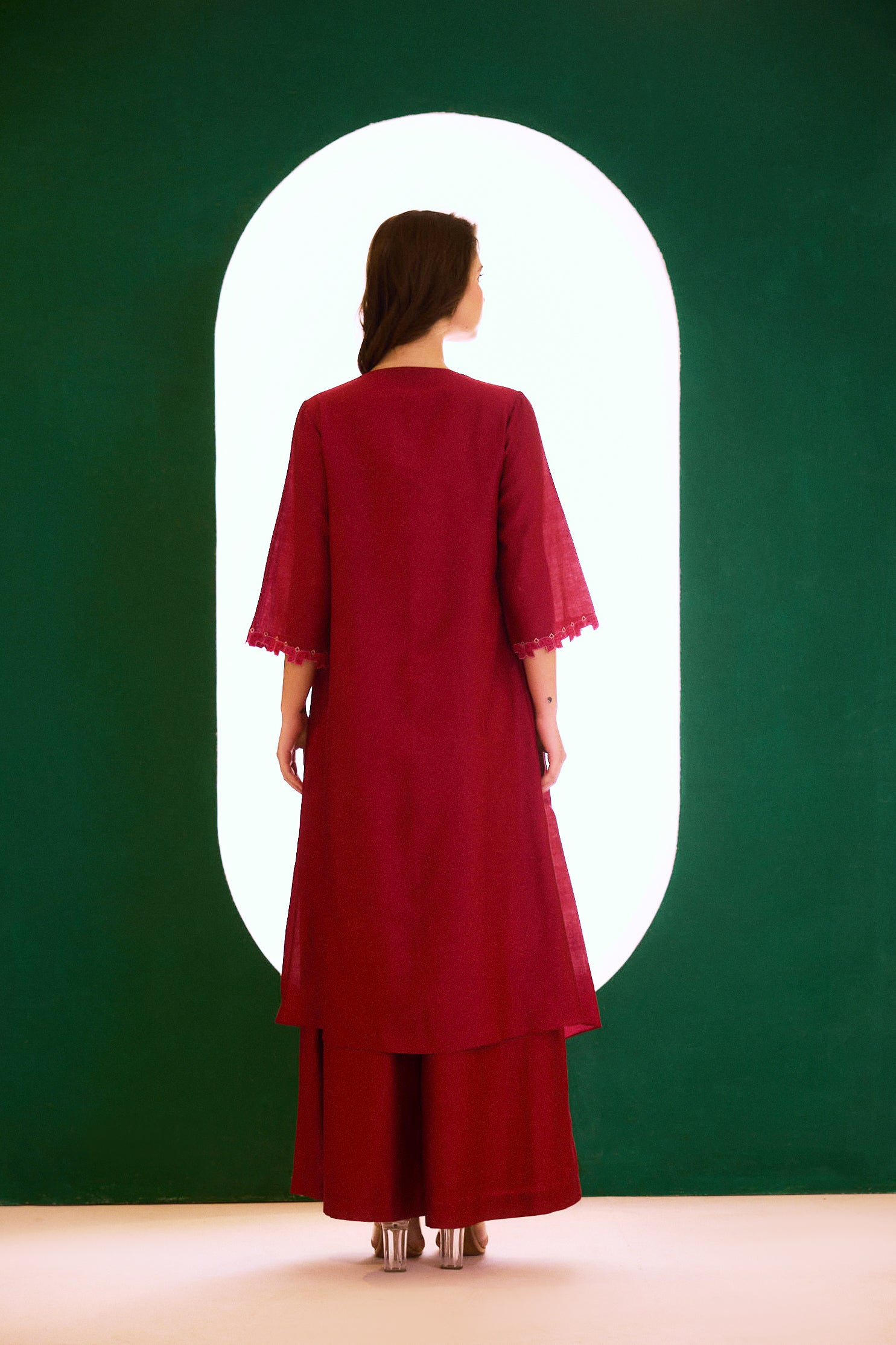 Berry Zealous Embroidered Palazzo Pants