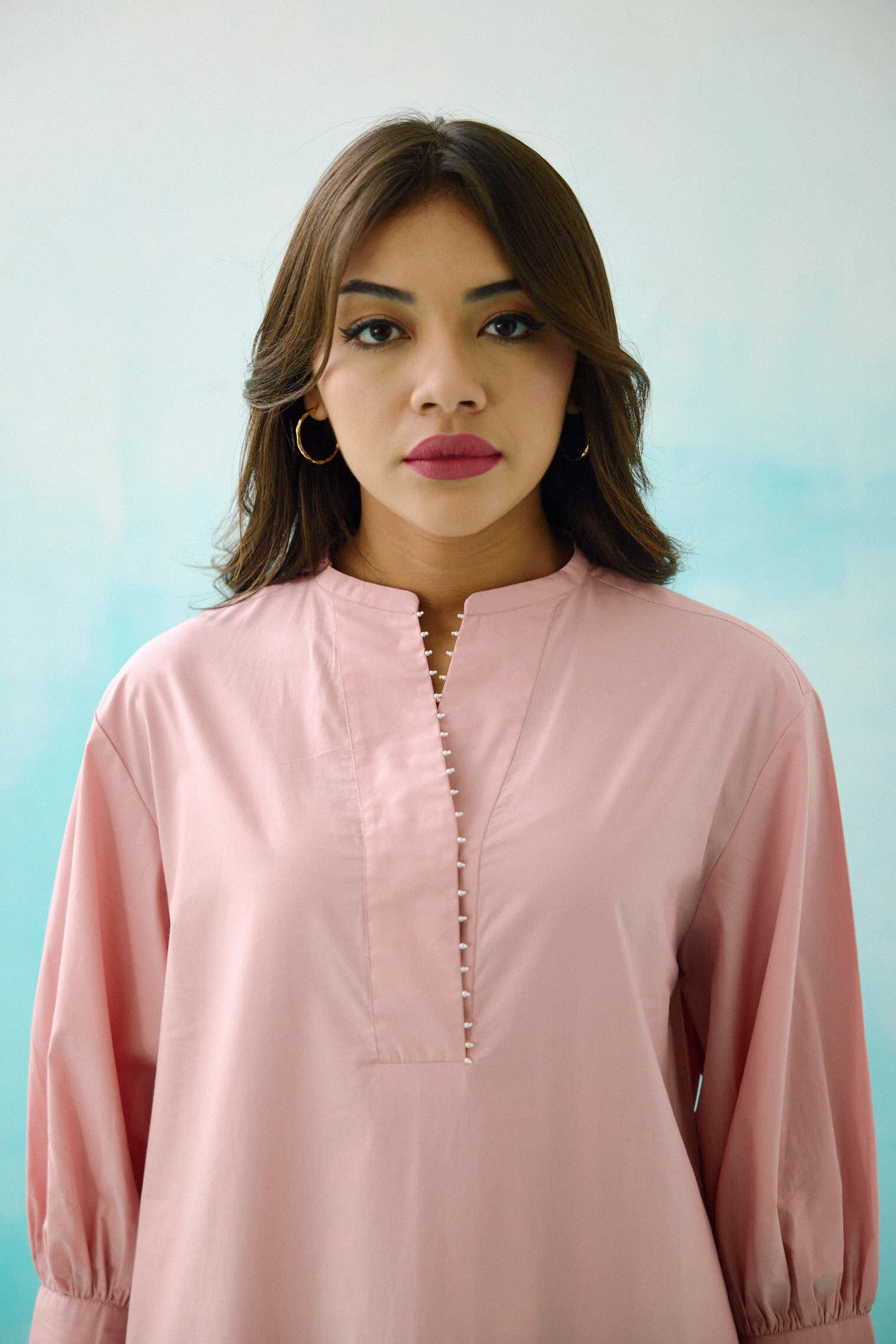 Blush pink cotton Embroidered Idealist Shift Dress