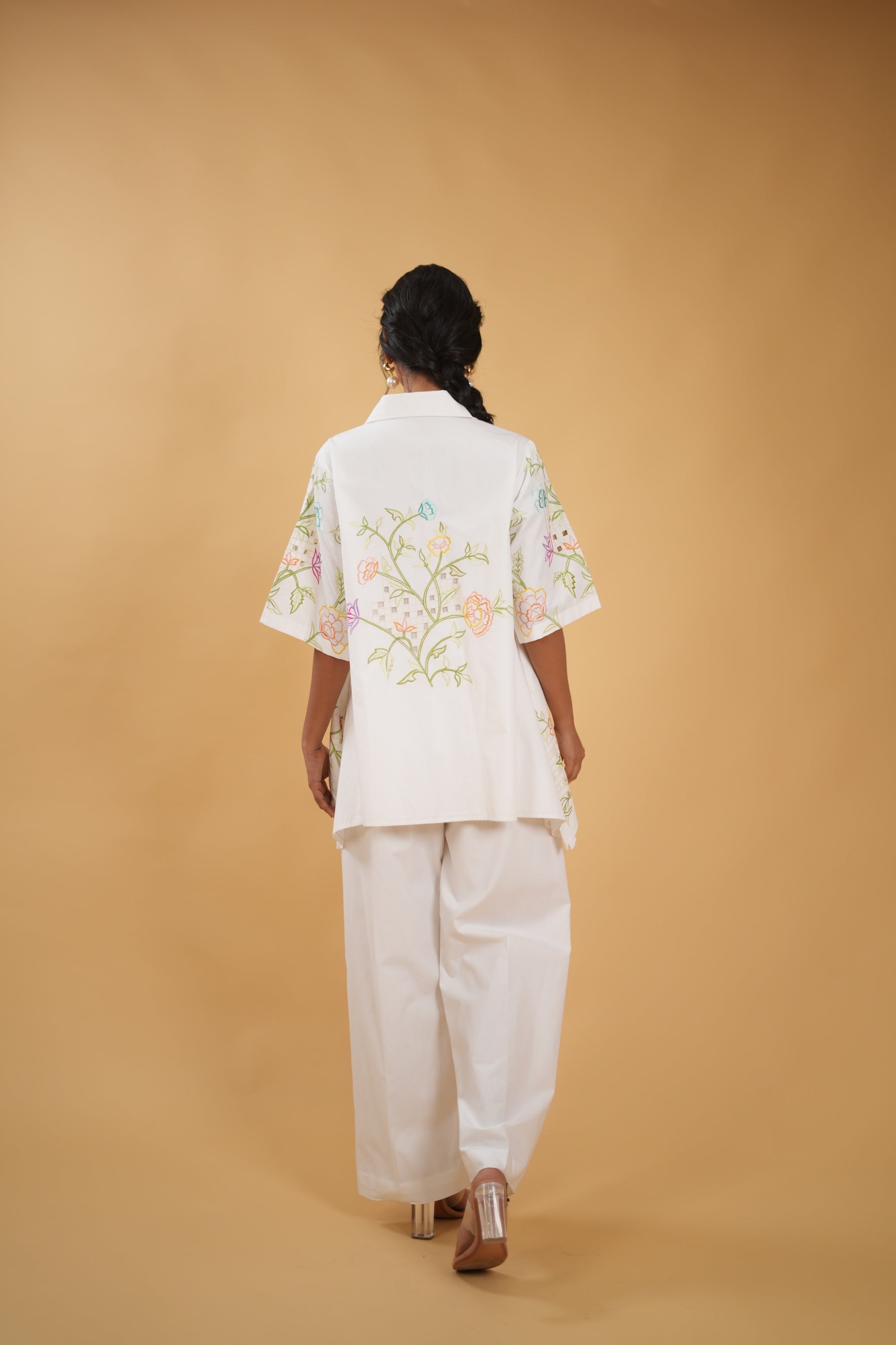 Wildflower Embroidered Cut Work Shirt