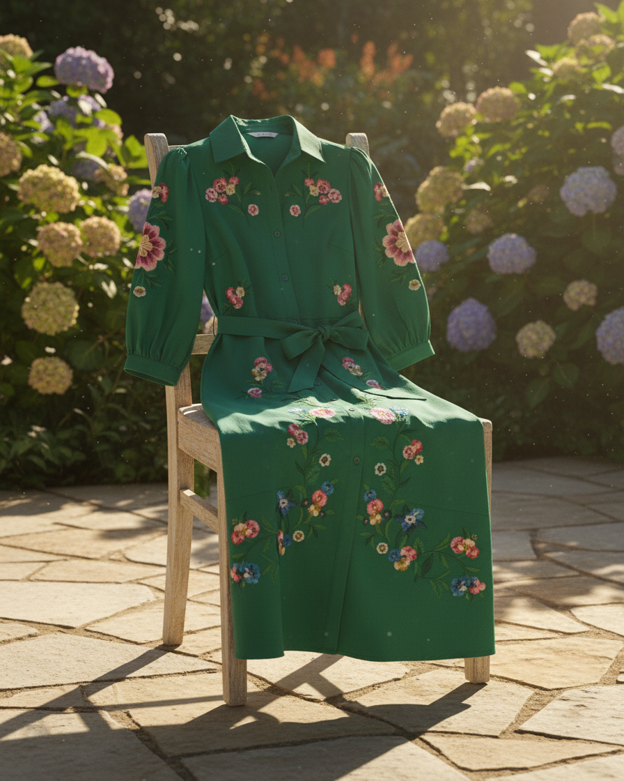 Emrald statement embroidered dress