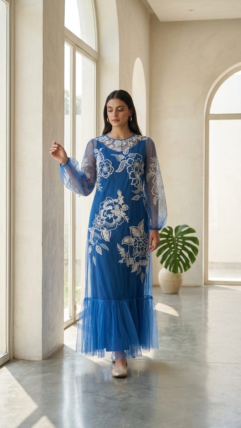 Hand crafted blue sea dress