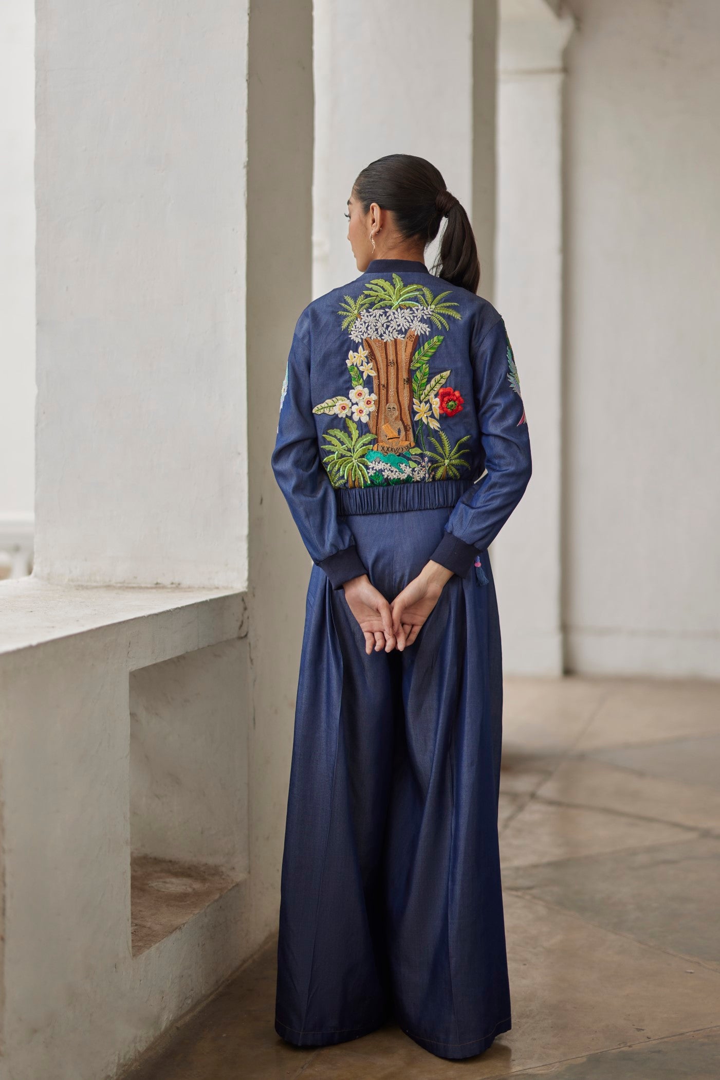 Women Clothing Denim Buda Embroidered Jacket pants bustier