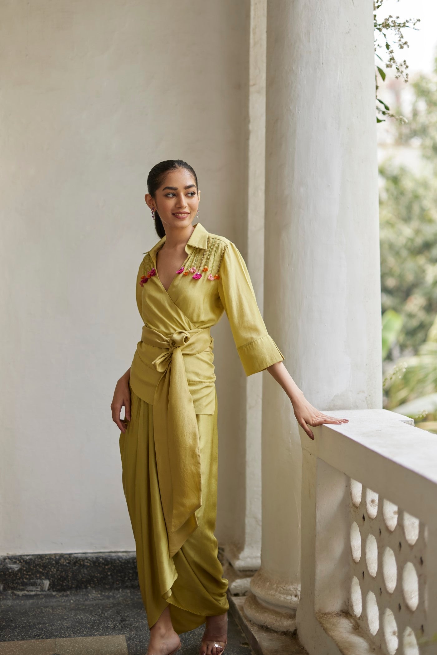 Women Clothing Golden Zari Embroidered Garden Jacket