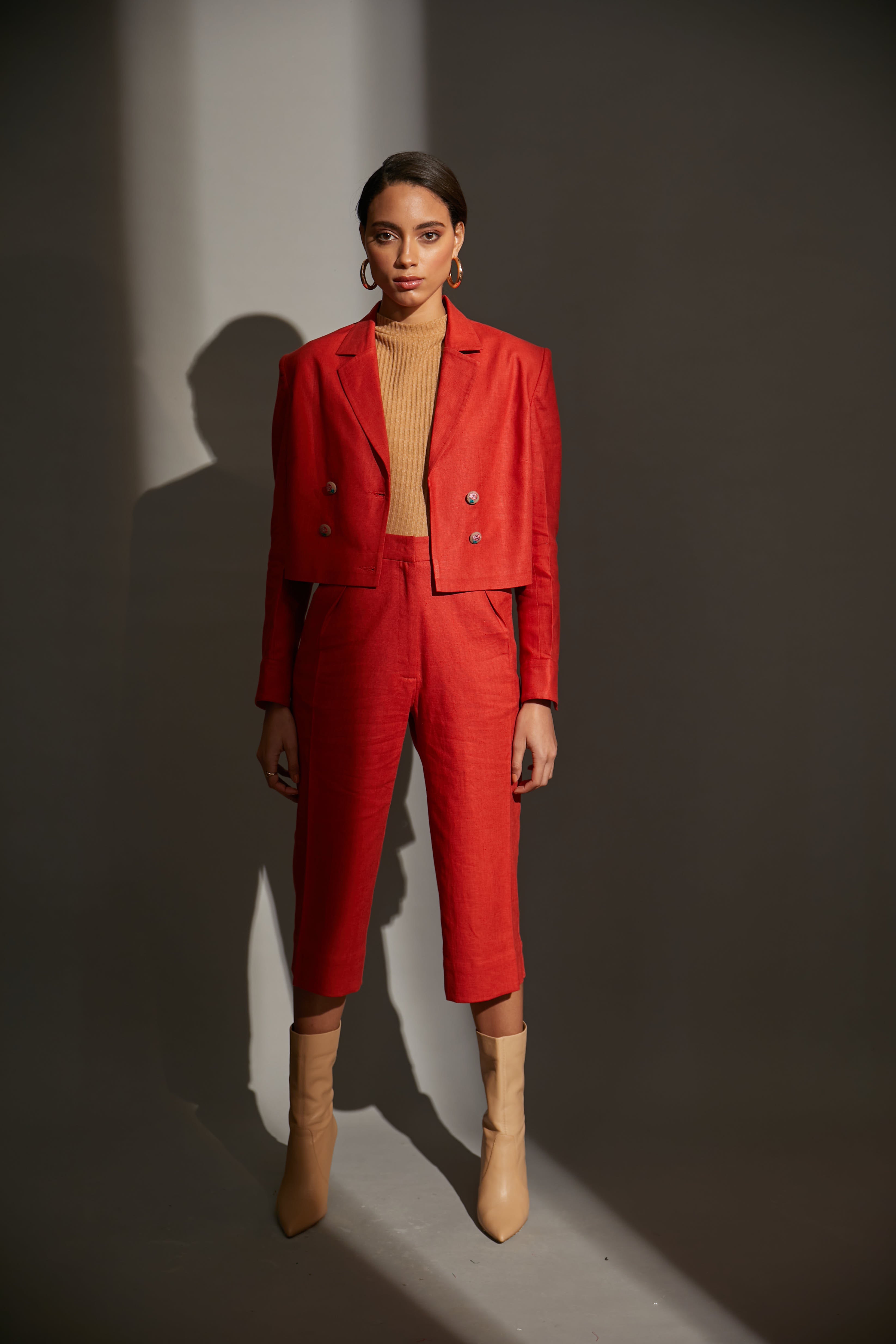 Berry Blazer And Culottes