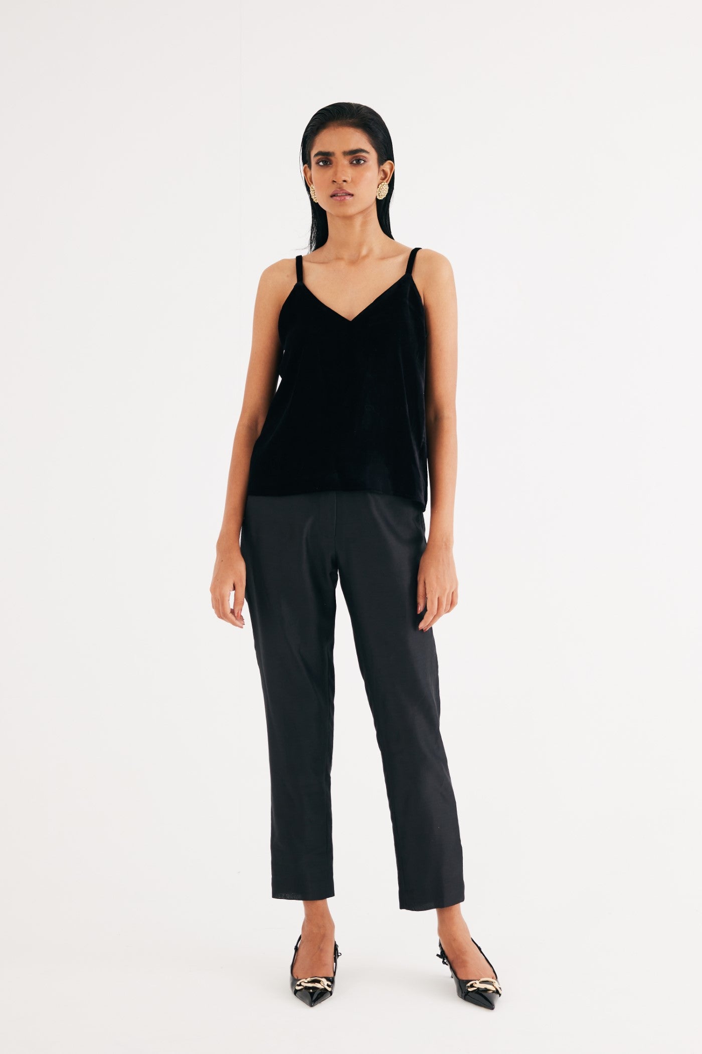 Black Chanderi Narrow Pant