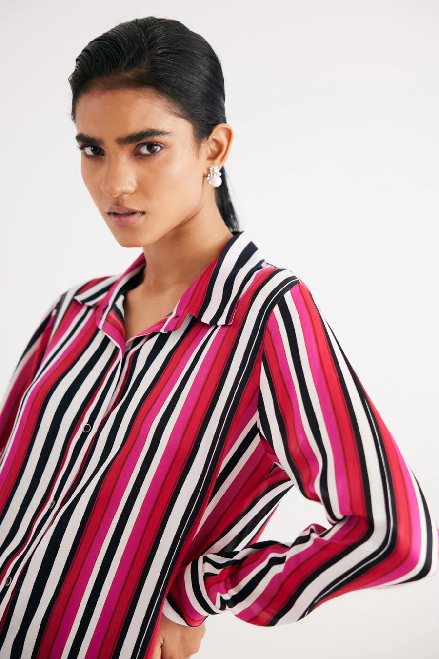 Pink Stripe Silk Shirt
