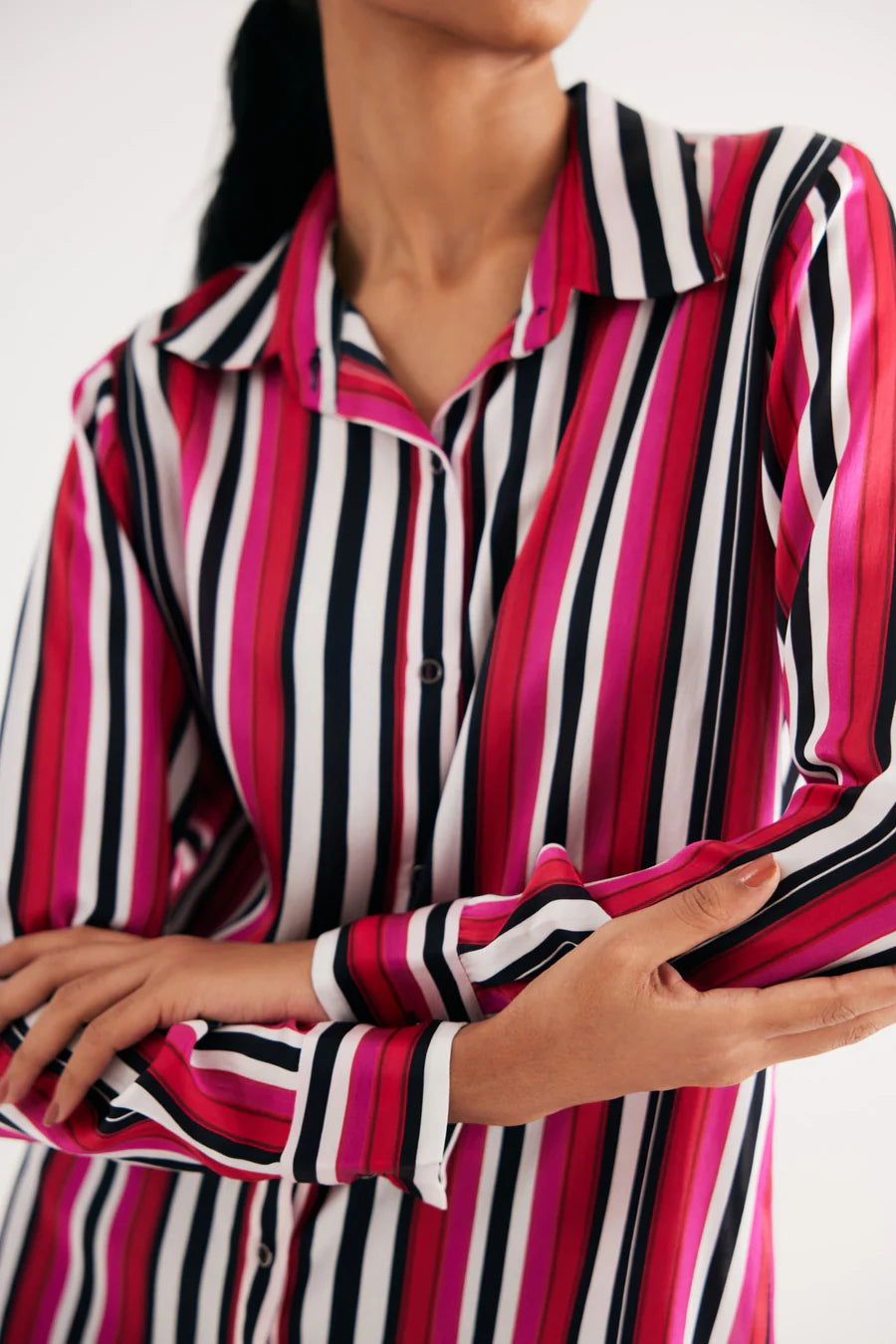 Pink Stripe Silk Shirt