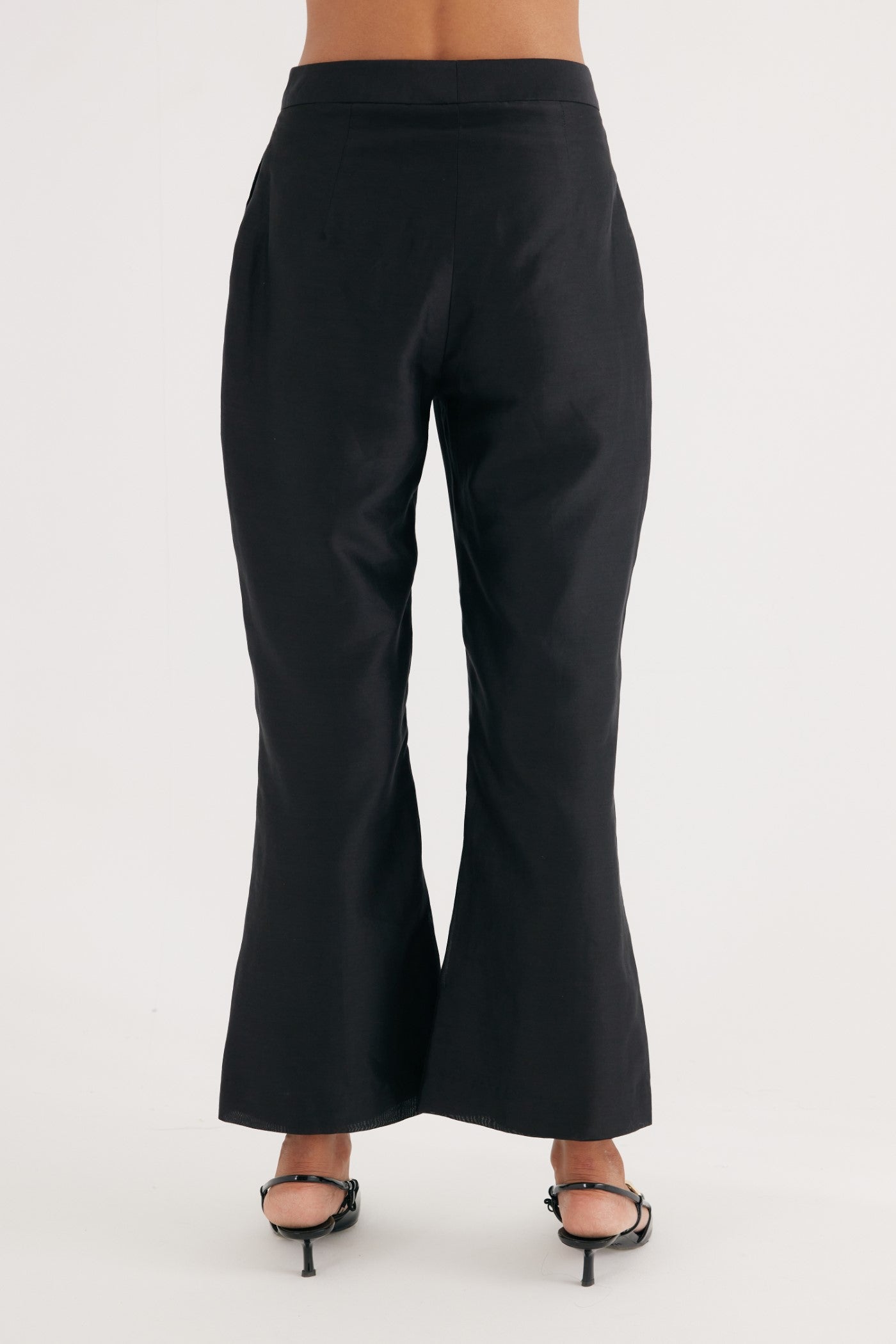 Black Chanderi Silk Flared Pant