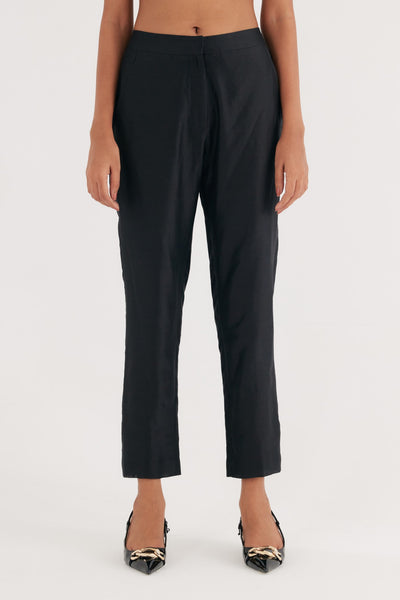 Black Chanderi Narrow Pant