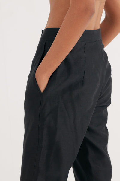 Black Chanderi Narrow Pant