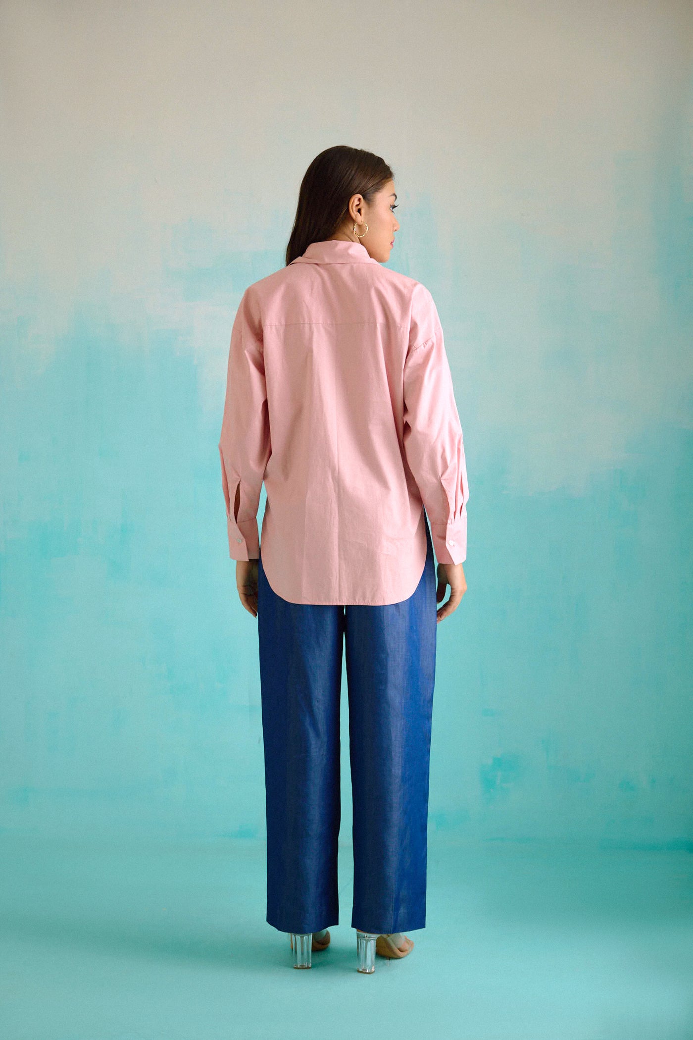 Blush Pink Oversized Embroidered Shirt