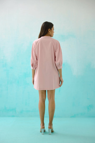 Blush pink cotton embroidered idealist shift dress