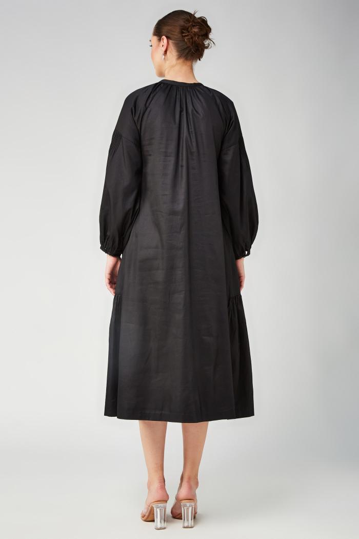 Peach Floral a Line Long Dress