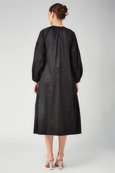 Peach Floral a Line Long Dress