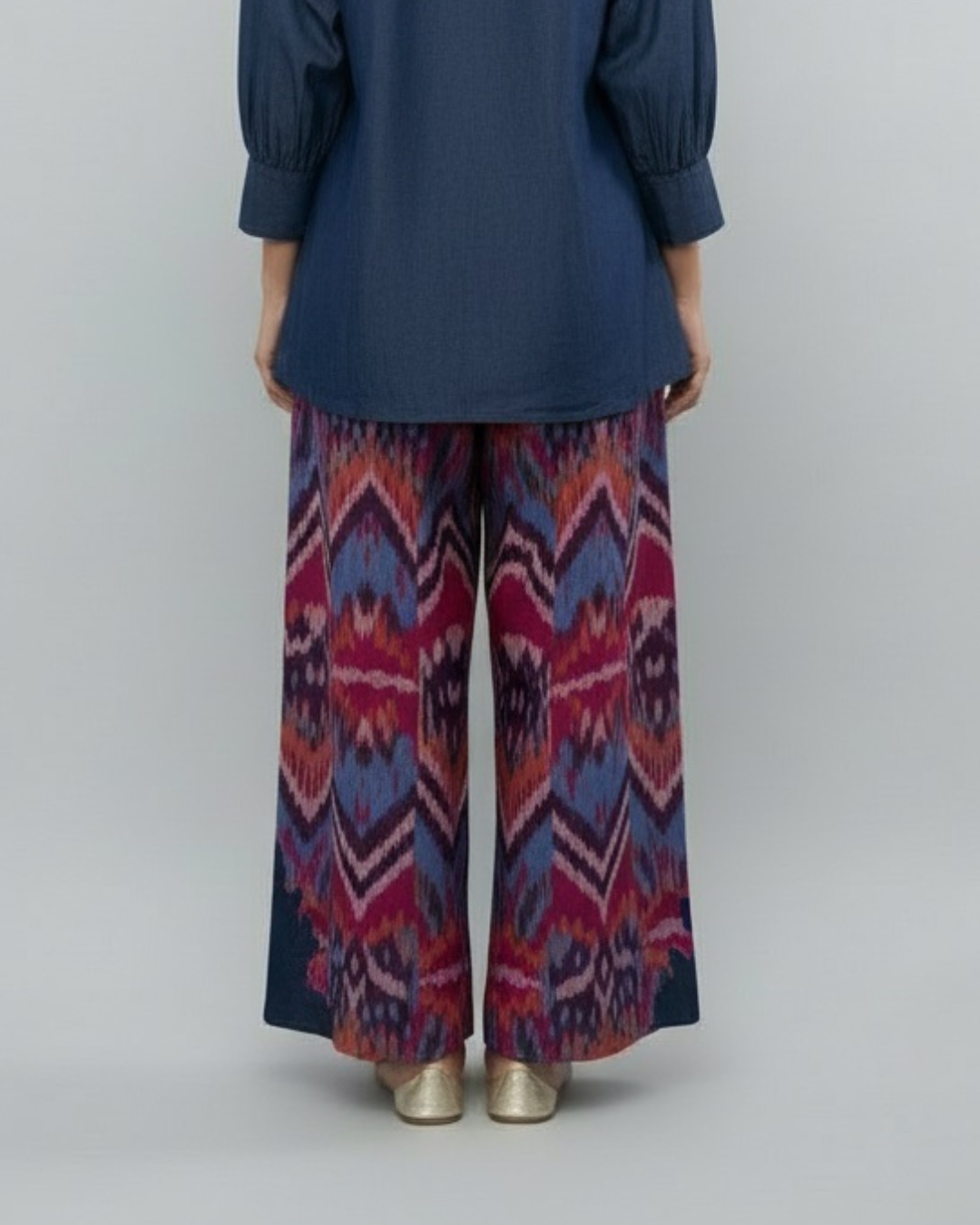 Hand-loom ikkat hand embroidered pants