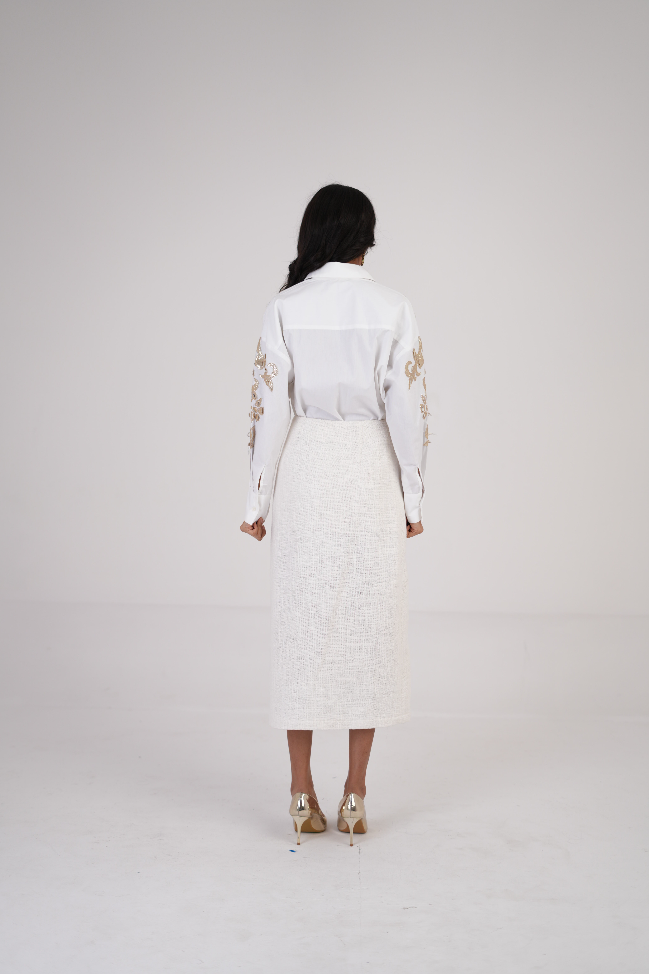 Feathered Golden Embroidered Shirt