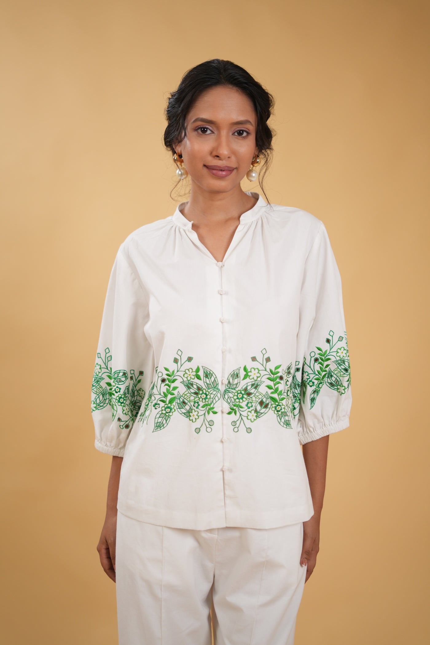 Wild Flower Embroidered Cotton Blouse