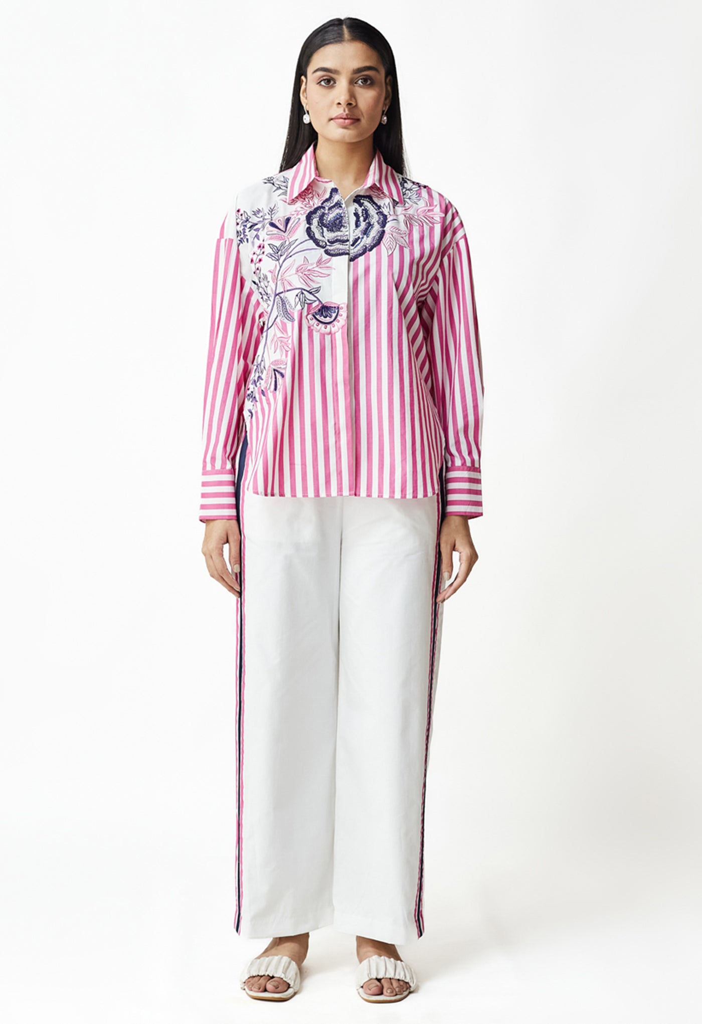 Ella Floral Stripe Shirt & Pant Set