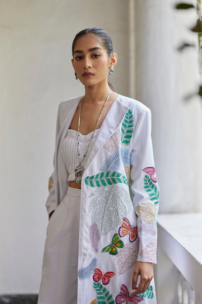 Butterfly White Embroidered Jacket