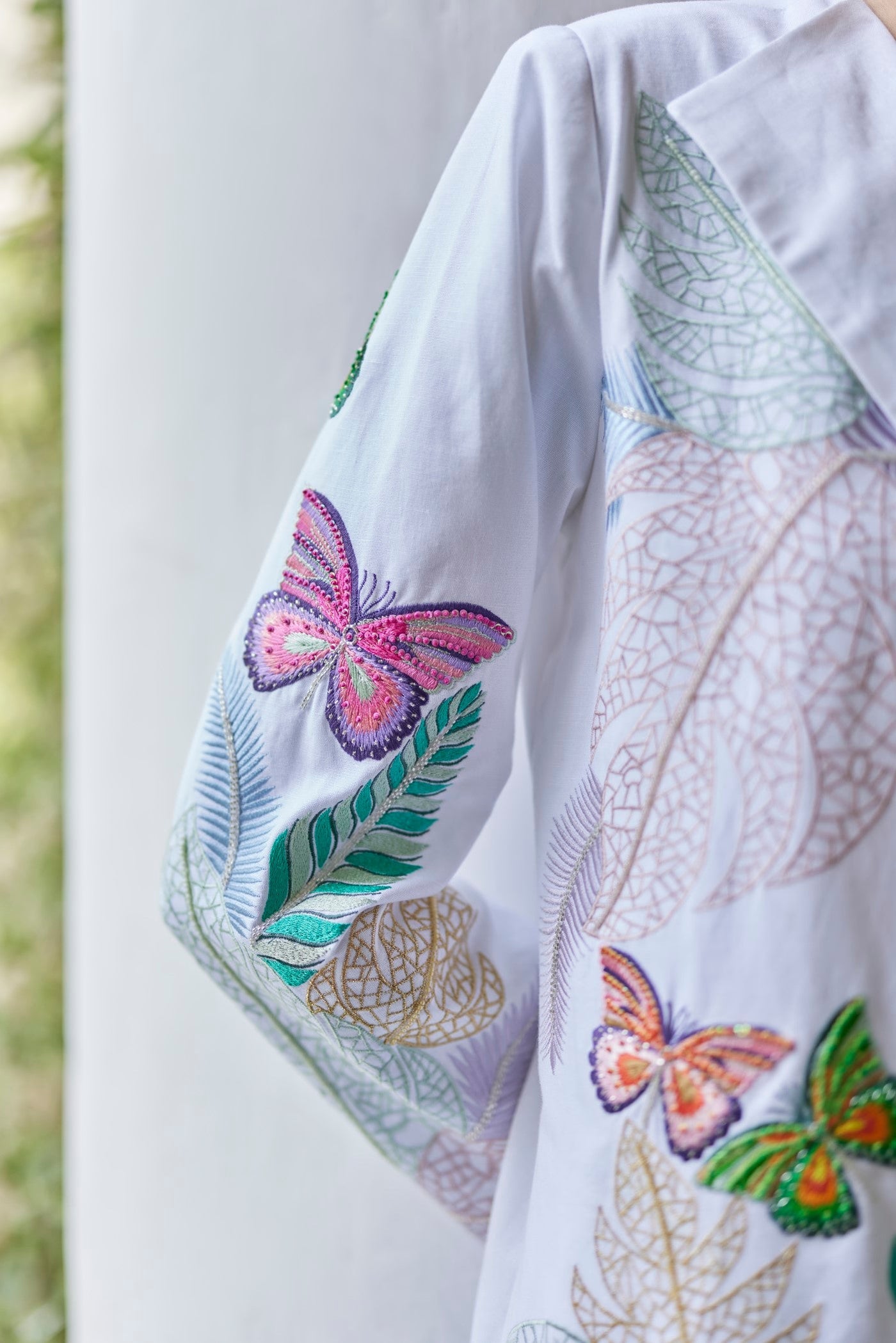 Butterfly White Embroidered Jacket