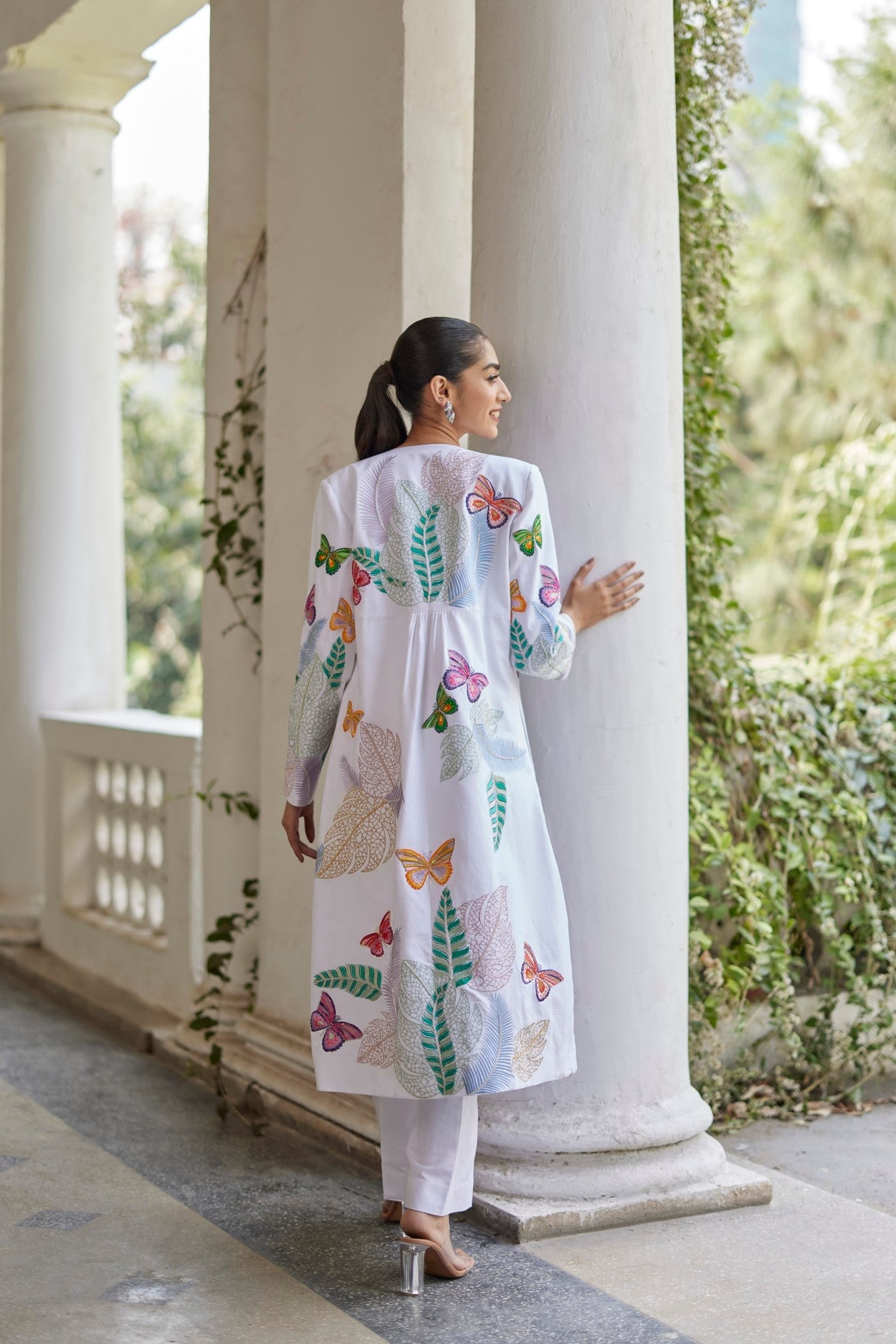 Butterfly White Embroidered Jacket