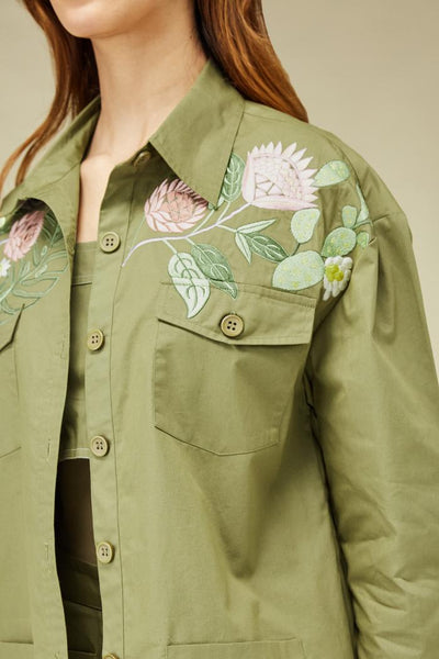 Floral Green Khaki Shirt 2