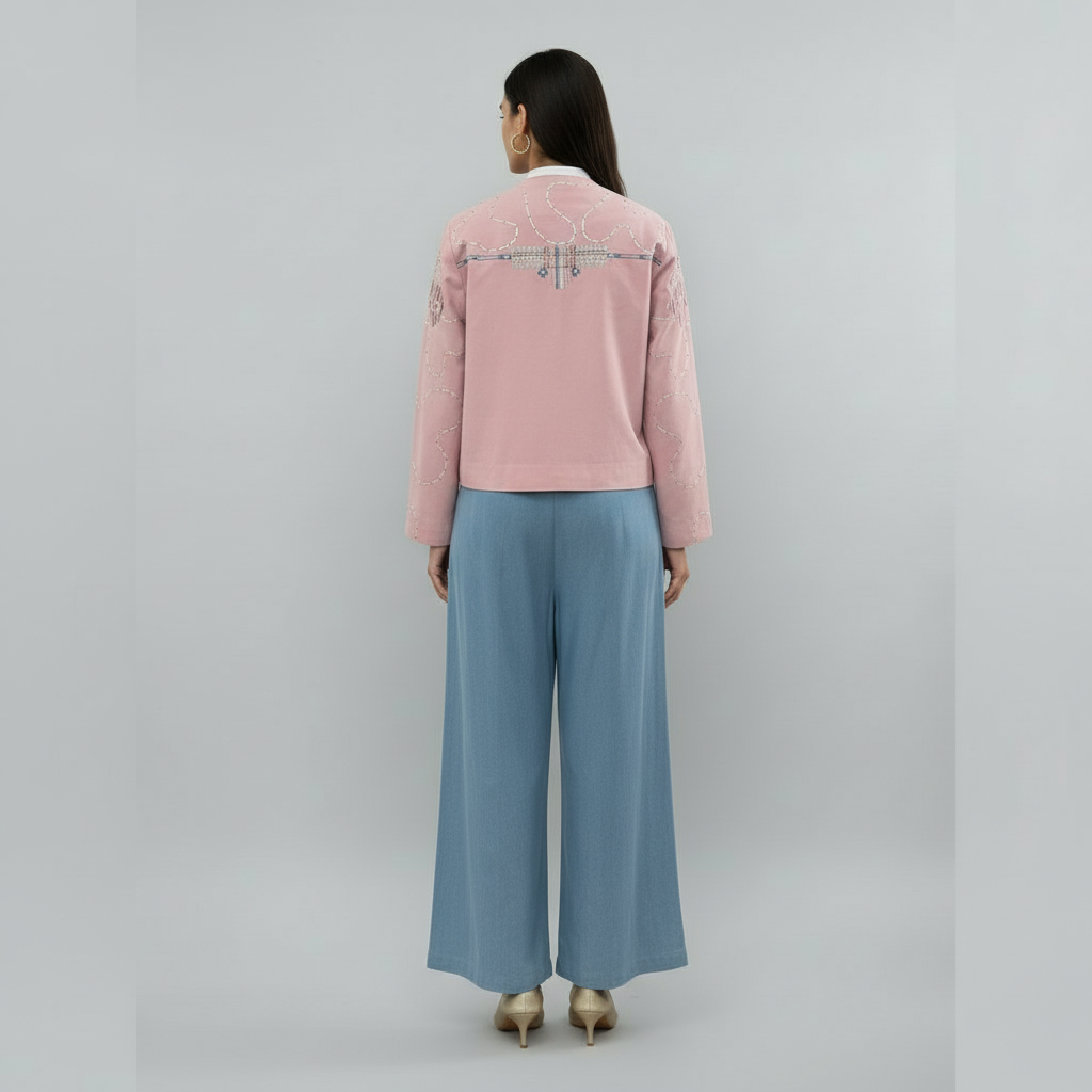 Graphic needle statement jacket