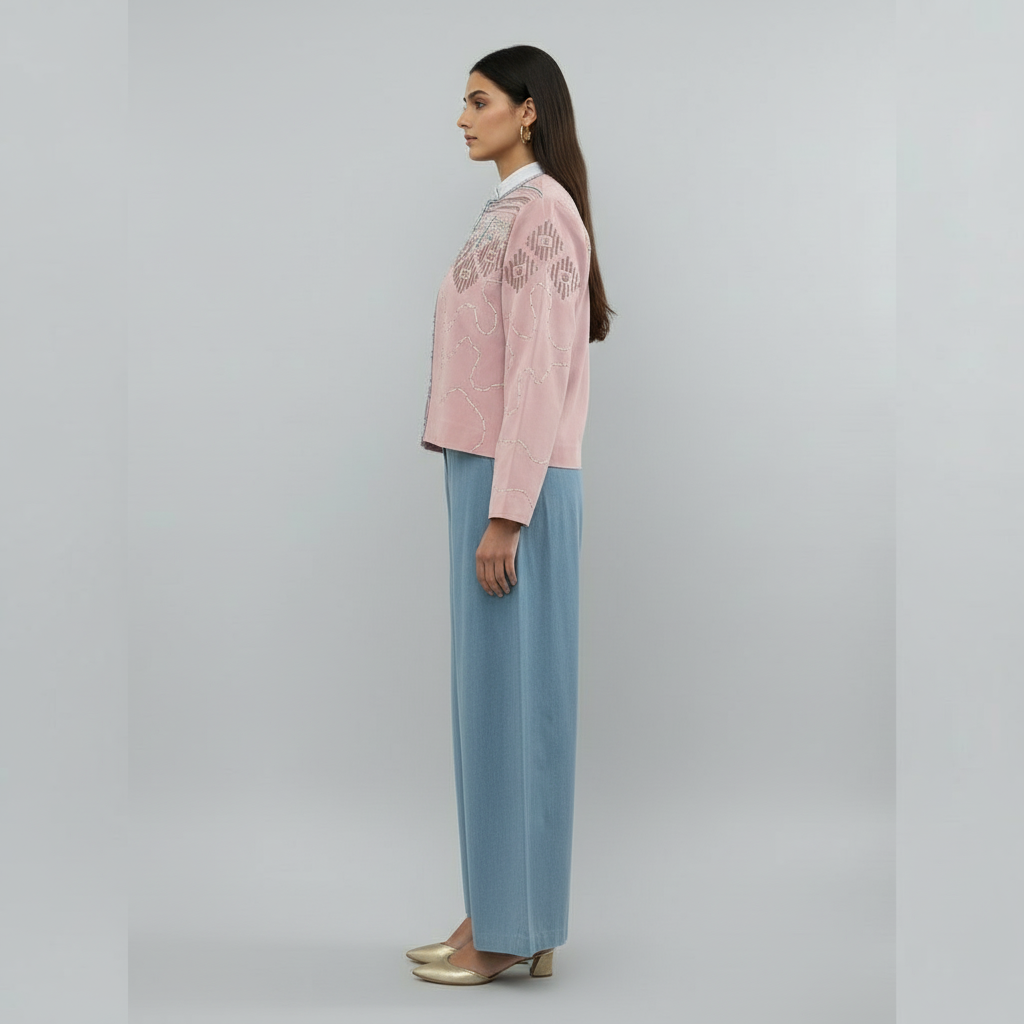 Graphic needle statement jacket
