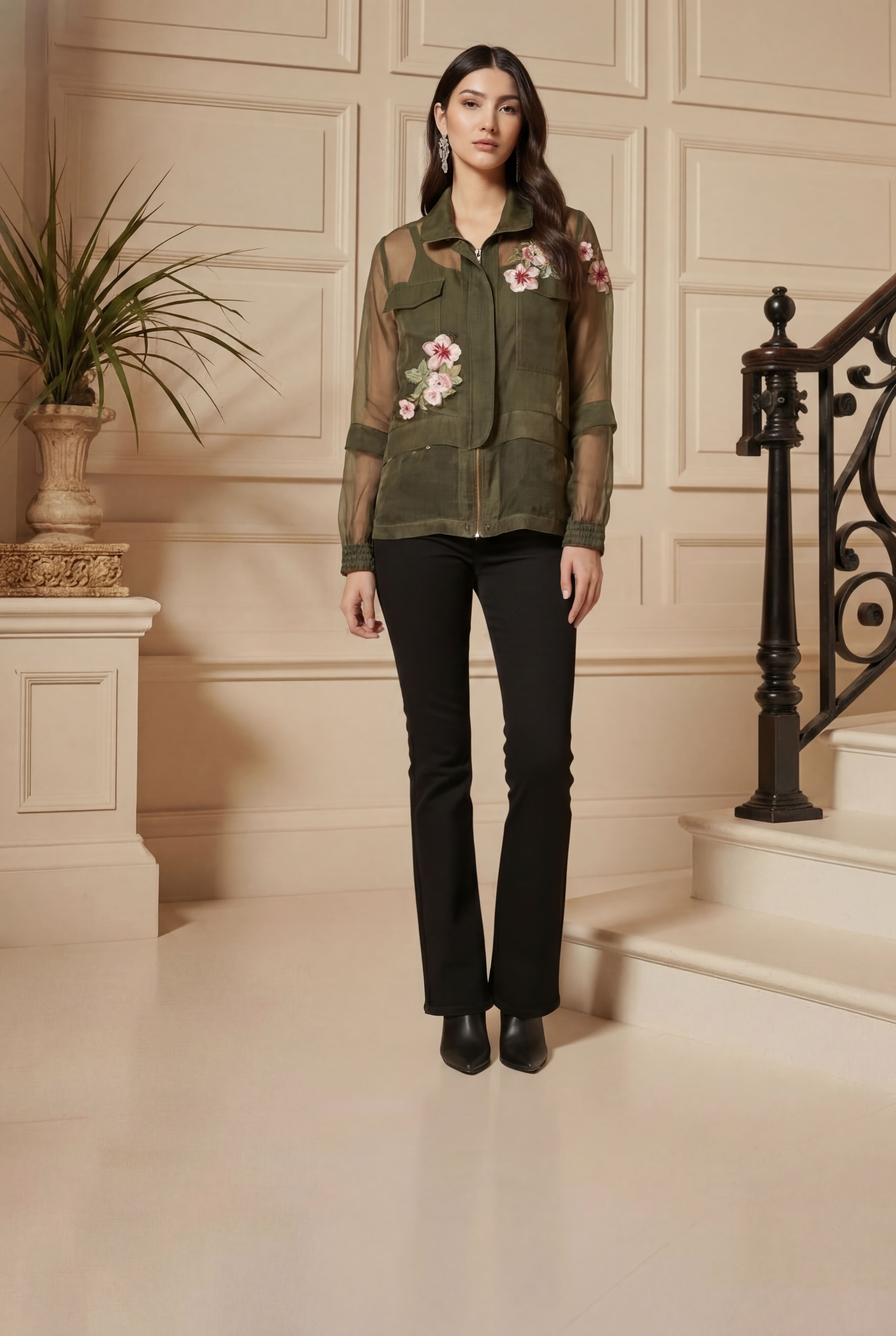 ORGANZA OVERLAY CHERRY BLOSSOM SHIRT