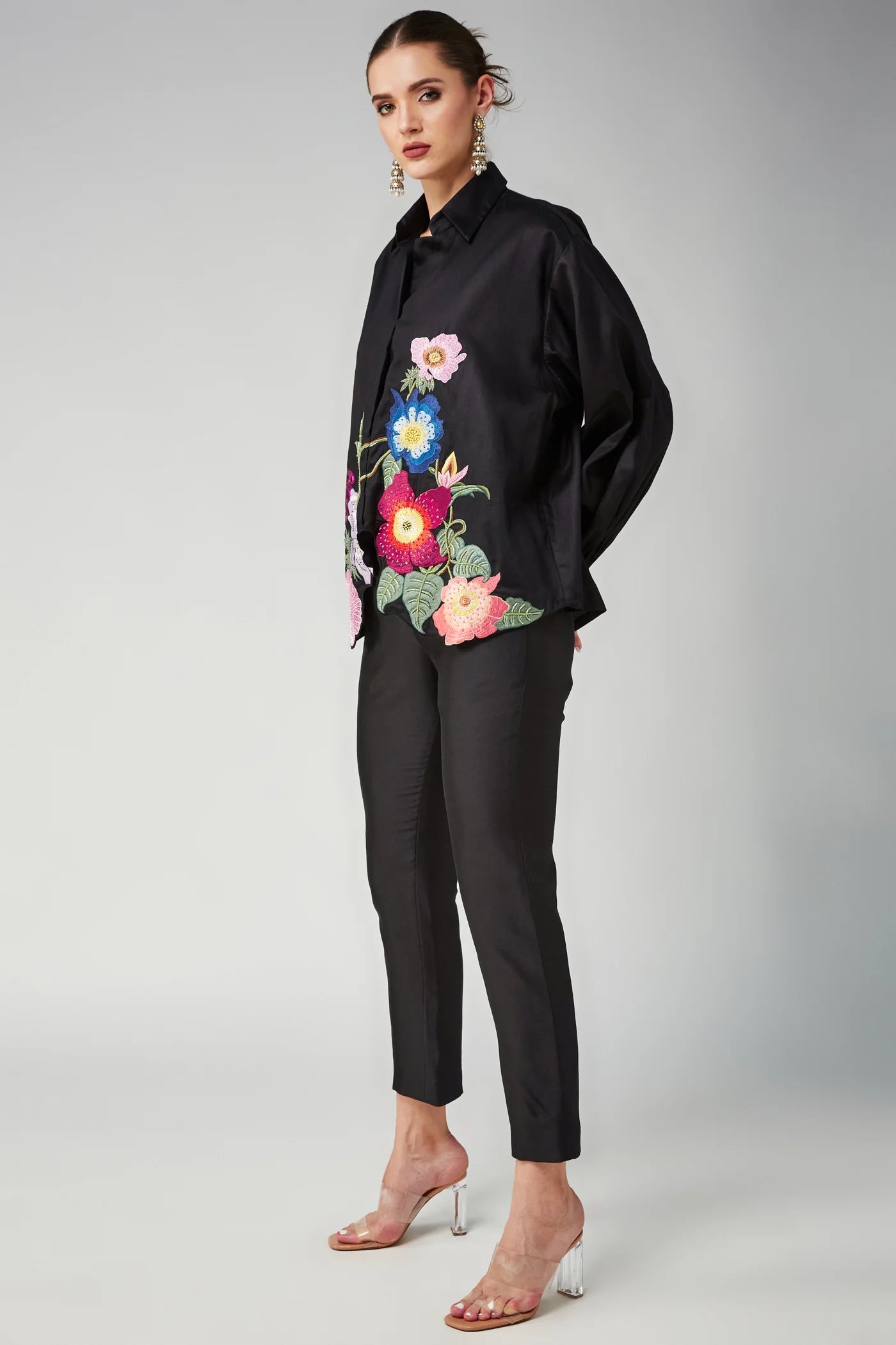 Full bloom oversized black shirt