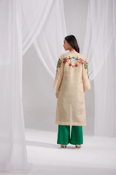 Golden Organza Jewel Embroidered Jacket