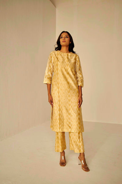 Beige Gold- The Rehmat Trench With Kurta And Pant Set, BeTrue, Be True