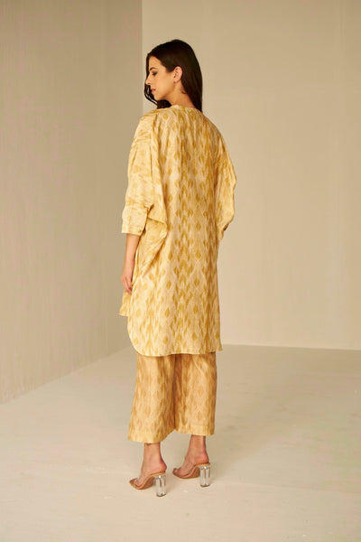 Bat Sleeves Embroidered Shibori Shirt And Pant Set, BeTrue, Be True