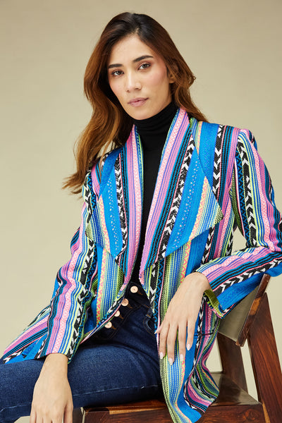 Blue Stripe Handloom Jacket