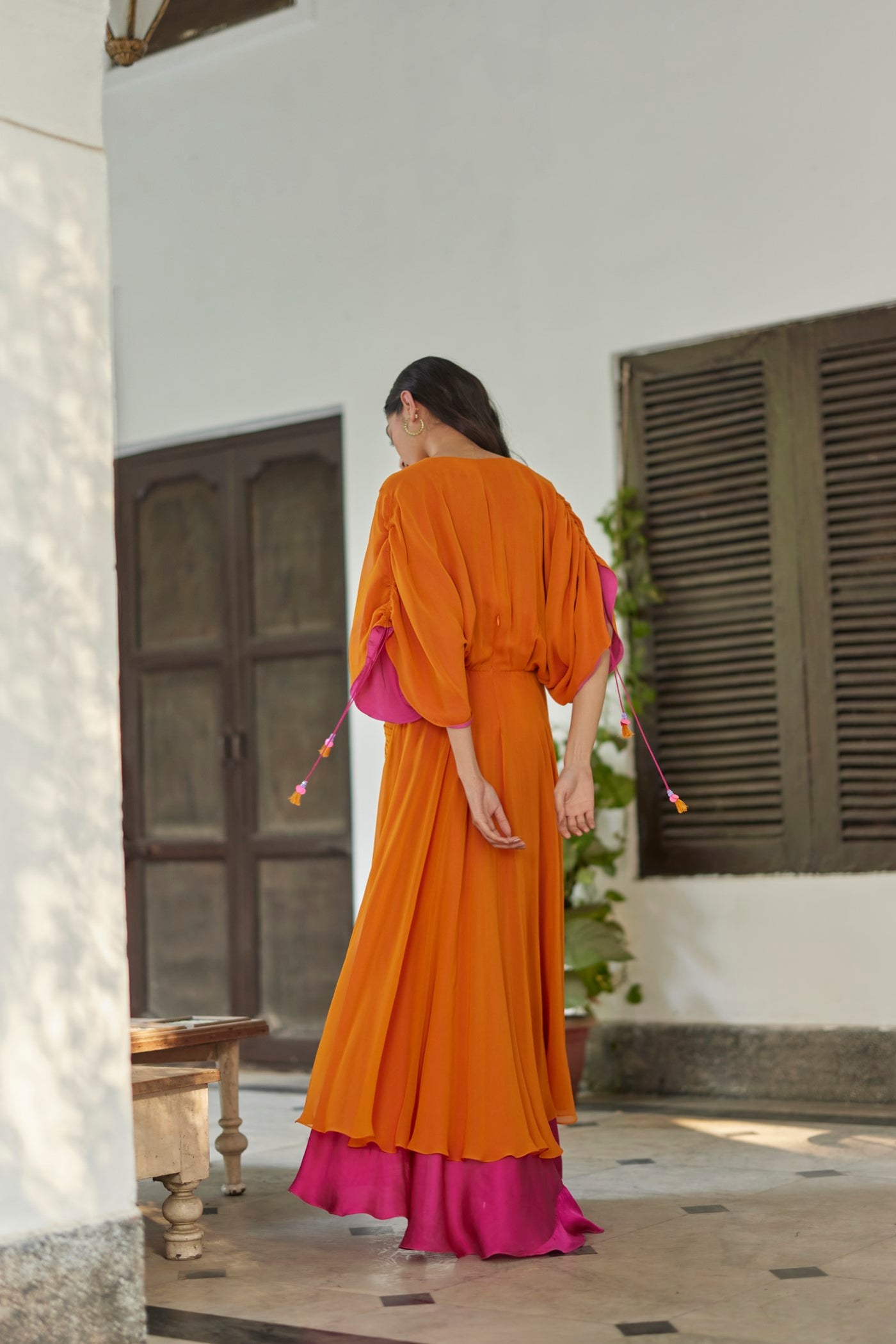 Orange Hibiscus Flare Dress