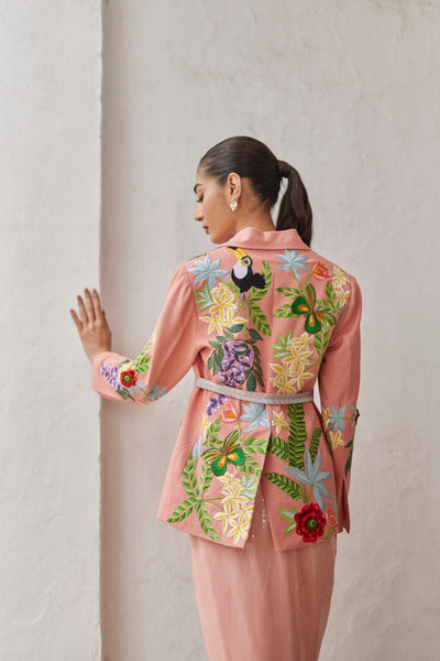 Peach Peony Embroidered Jacket