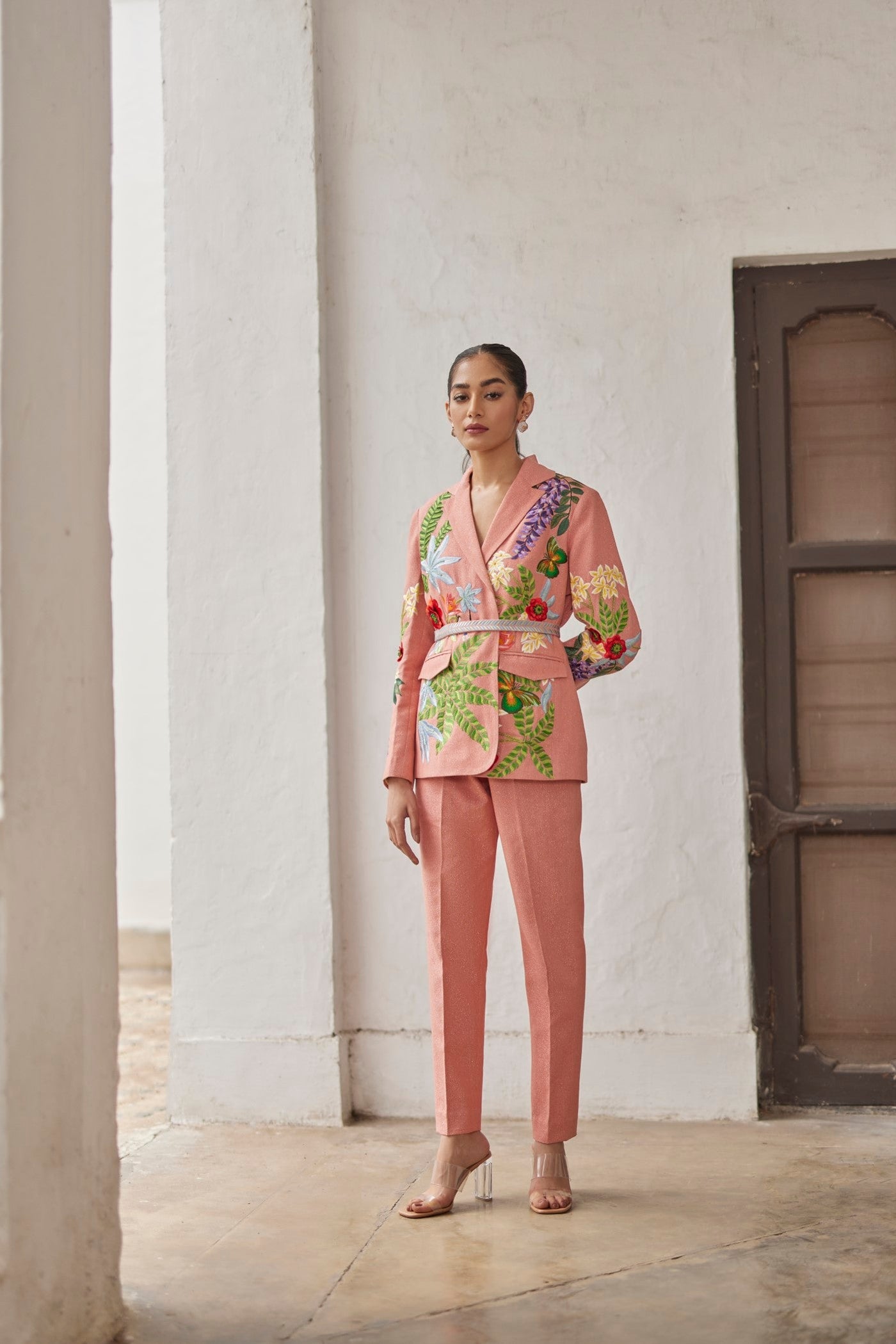 Peach Peony Embroidered Jacket