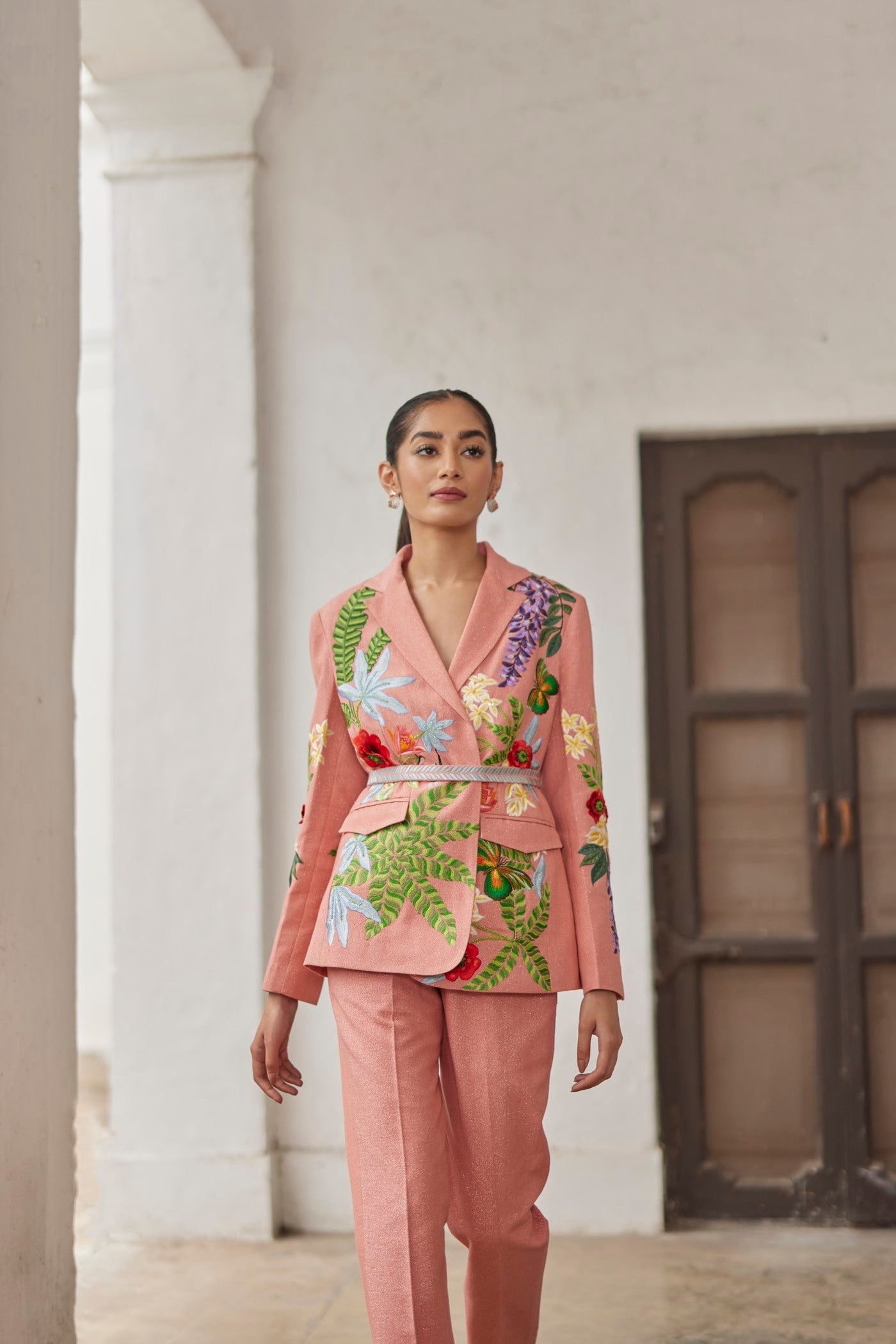 Peach Peony Embroidered Jacket