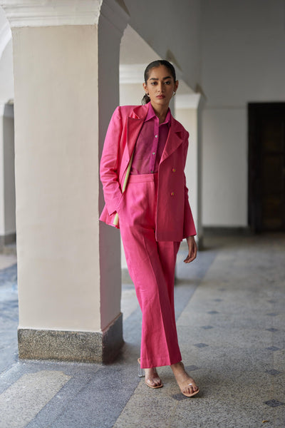 Rani Pink Linen Jacket Set