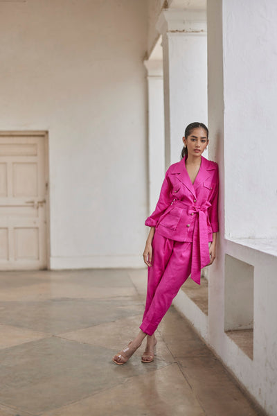 Rani Pink Linen Safari Set