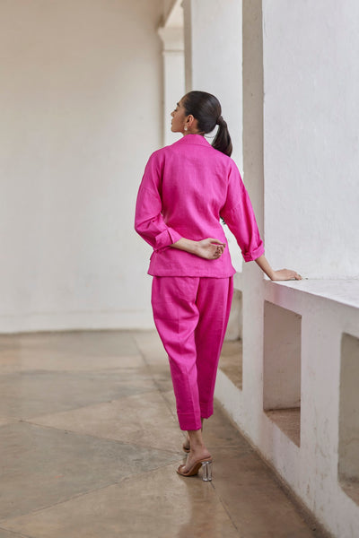 Rani Pink Linen Safari Set