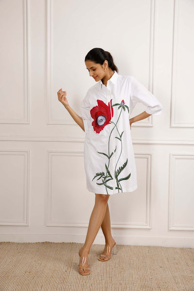 Red Poppy Shirt Dress