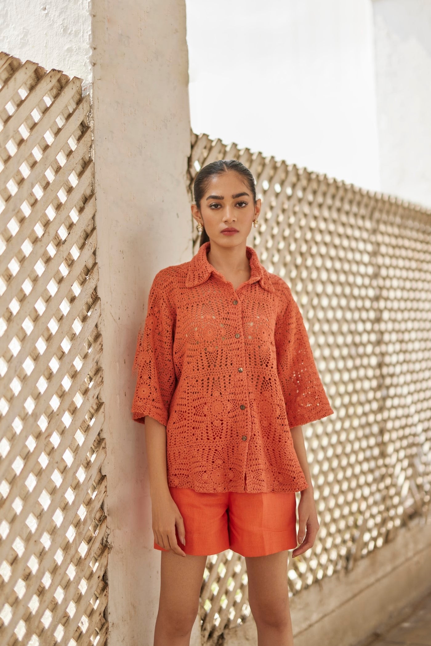 Rust Crochet Shirt