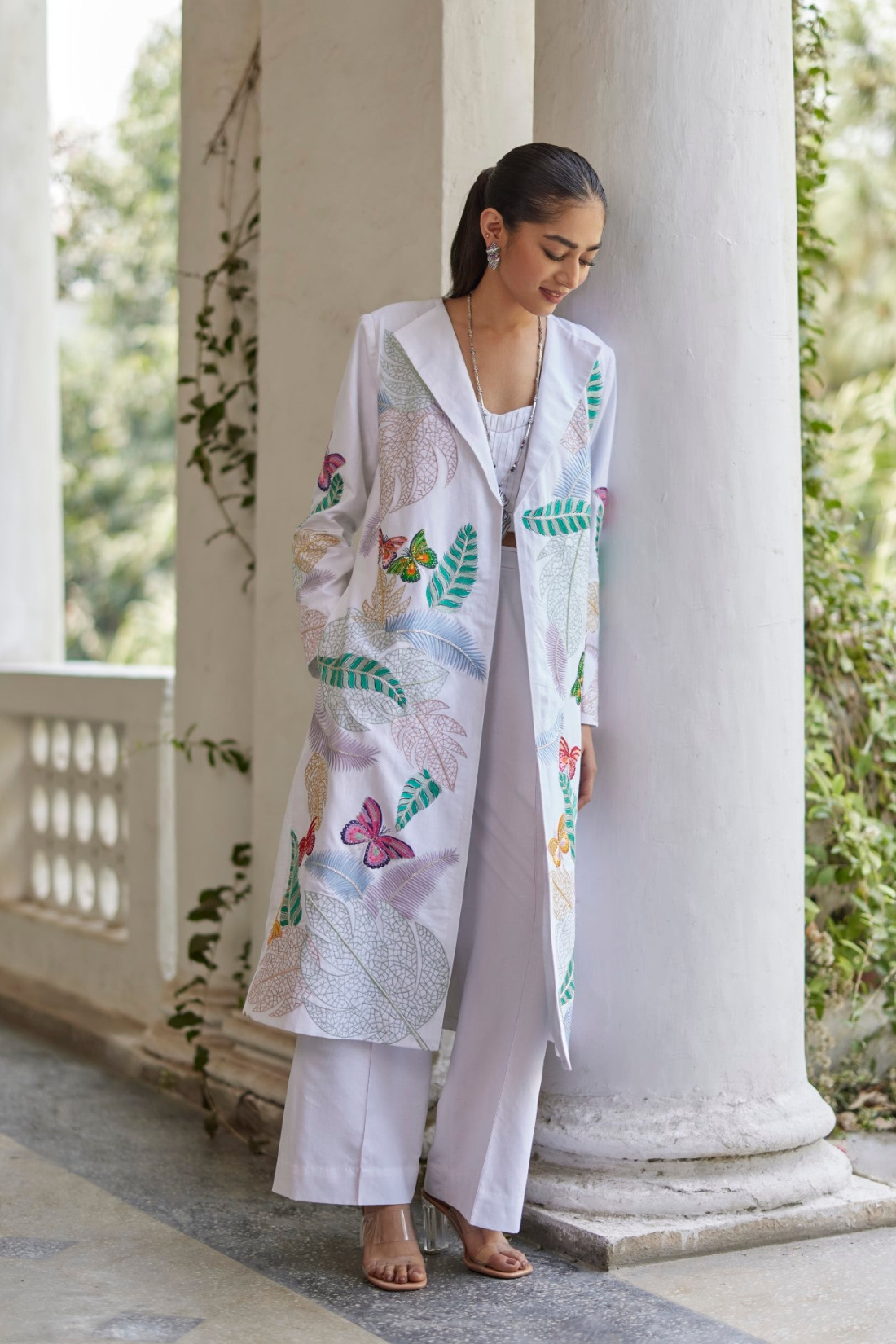 Butterfly White Embroidered Jacket