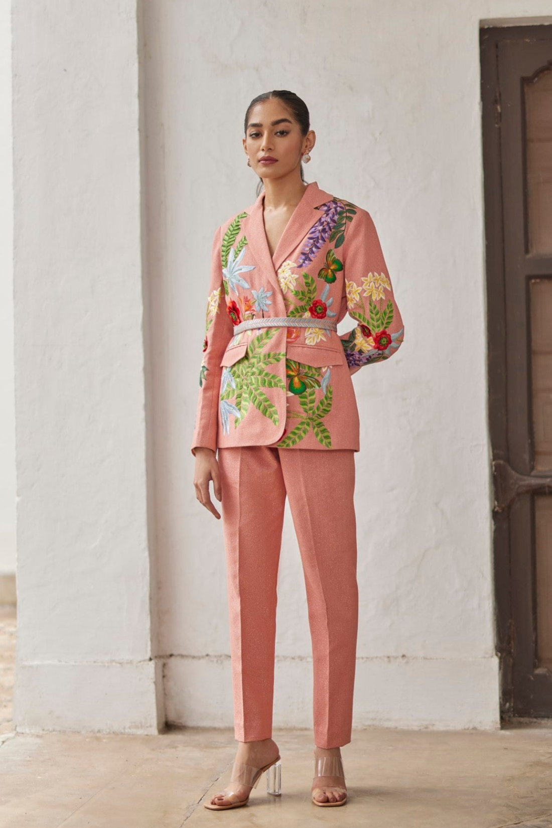 Peach Peony Embroidered Jacket
