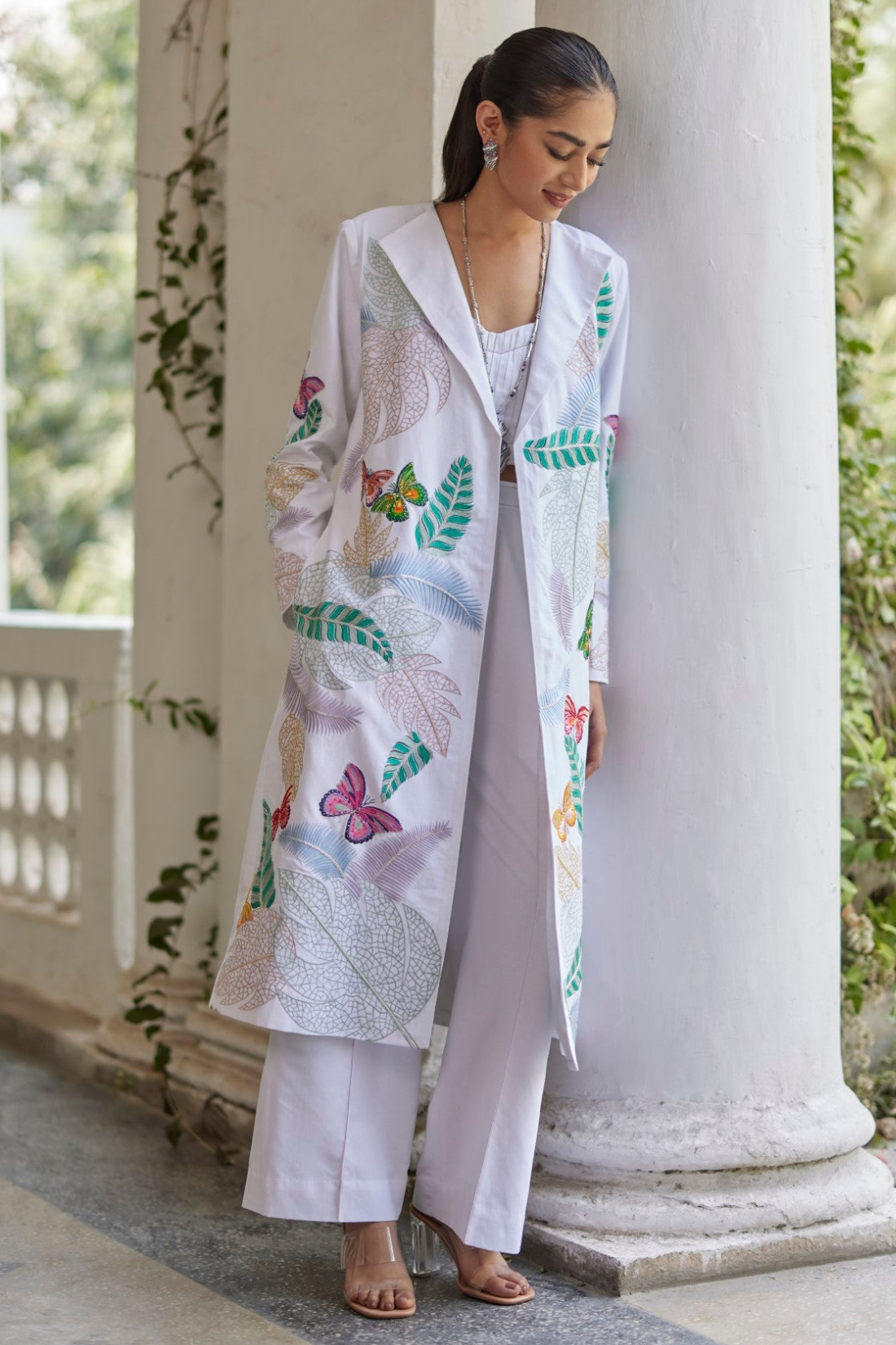 Butterfly White Embroidered Jacket