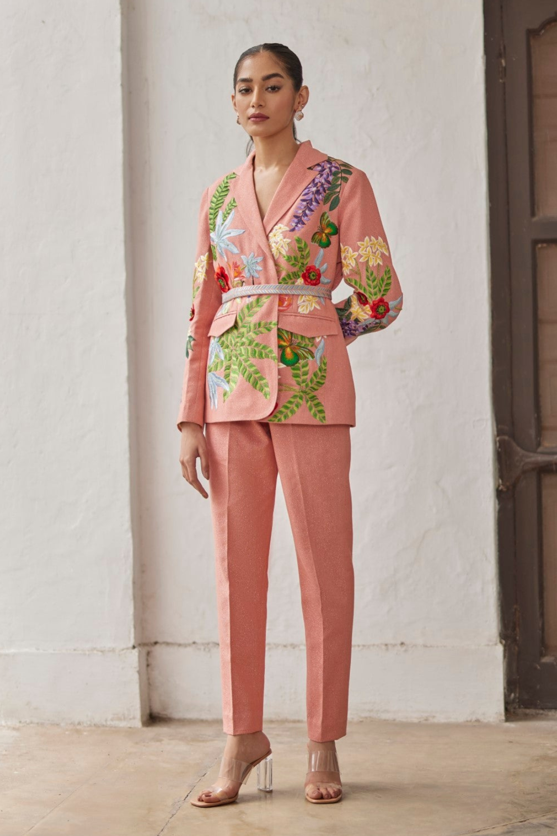 Peach Peony Embroidered Jacket