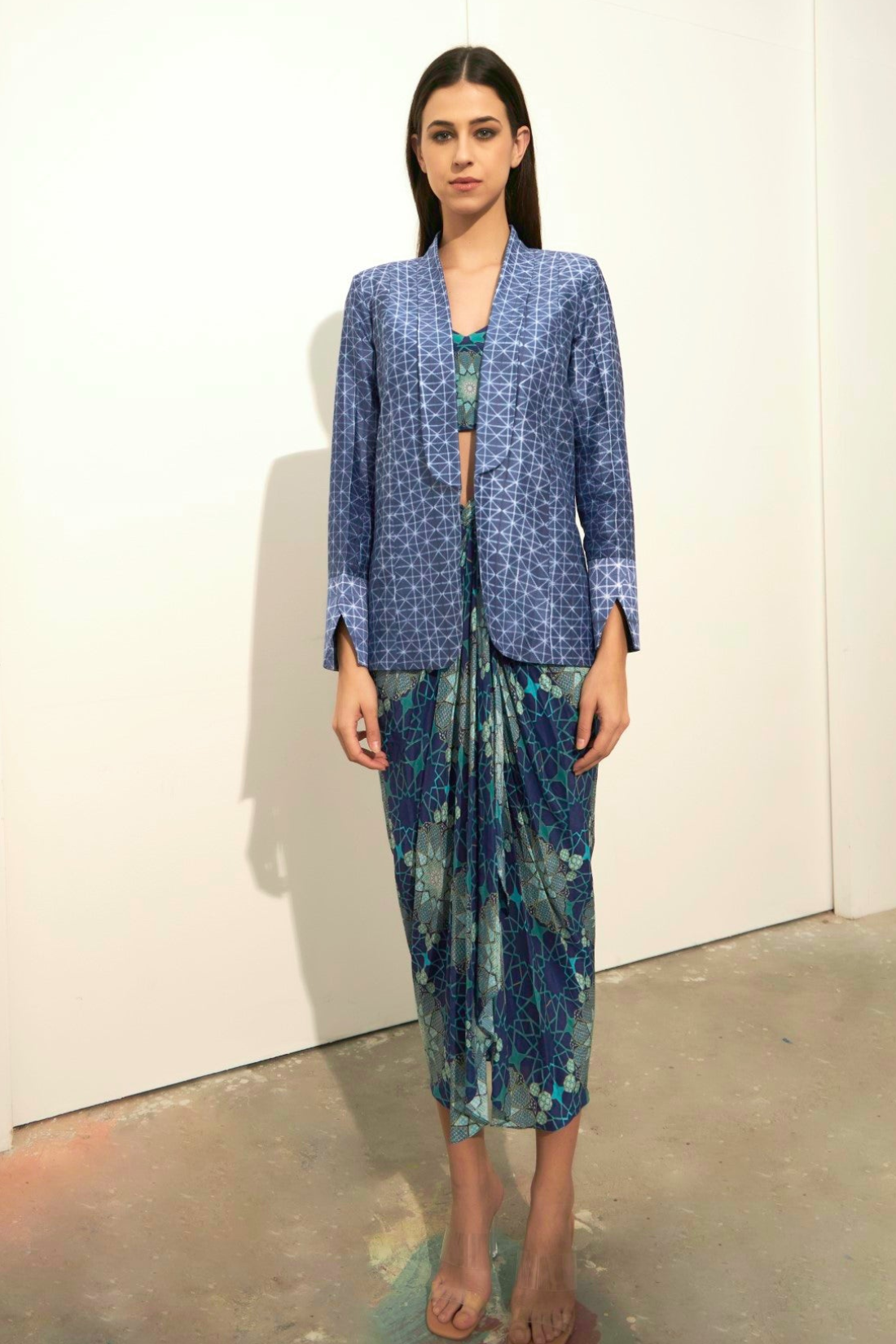 Tashkent Print Knotted Skirt And Jacket With Bustier